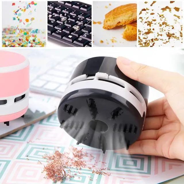 Alt view image 2 of 7 - Desk Vacuum Cleaner Mini, Portable Desktop Vacuum, Mini Crumb Dust Desk Vacuum Cordless Sweeper for Home, Office,Cars,Pet Hairs,No Battery Included
