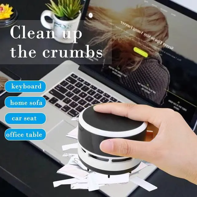 Alt view image 4 of 7 - Desk Vacuum Cleaner Mini, Portable Desktop Vacuum, Mini Crumb Dust Desk Vacuum Cordless Sweeper for Home, Office,Cars,Pet Hairs,No Battery Included