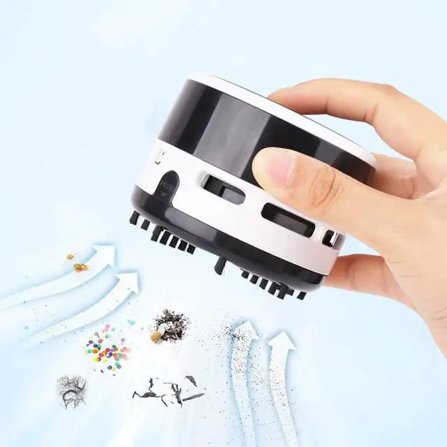 Alt view image 7 of 7 - Desk Vacuum Cleaner Mini, Portable Desktop Vacuum, Mini Crumb Dust Desk Vacuum Cordless Sweeper for Home, Office,Cars,Pet Hairs,No Battery Included