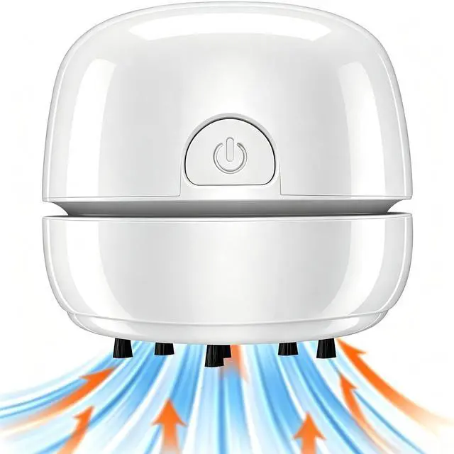 Main image of Desktop Vacuum Cleaner USB Recharging, Portable Mini Vacuum Cleaner for Cleaning Eraser Crumbs, Dust, Crumbs, Computer Keyboard and Car (White)