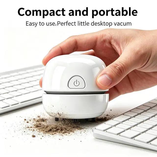 Alt view image 2 of 7 - Desktop Vacuum Cleaner USB Recharging, Portable Mini Vacuum Cleaner for Cleaning Eraser Crumbs, Dust, Crumbs, Computer Keyboard and Car (White)