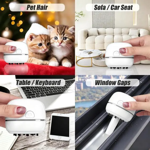Alt view image 7 of 7 - Desktop Vacuum Cleaner USB Recharging, Portable Mini Vacuum Cleaner for Cleaning Eraser Crumbs, Dust, Crumbs, Computer Keyboard and Car (White)
