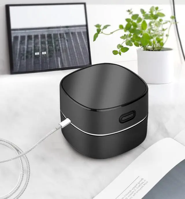 Alt view image 2 of 7 - Desktop Vacuum Cleaner,Mini Table dust Sweeper Energy Saving,High Endurance up to 400 mins,Cordless&360º Rotatable Design for Cleaning Hairs,Crumbs,Computer Keyboard (Black Charging)