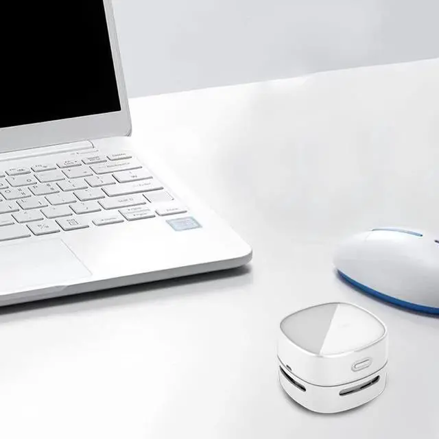 Alt view image 4 of 6 - Desktop Vacuum Cleaner, Mini Table dust Sweeper Energy Saving,High Endurance up to 400 mins,360º Rotatable Design for Keyboard/Home/School/Office (White Charging)