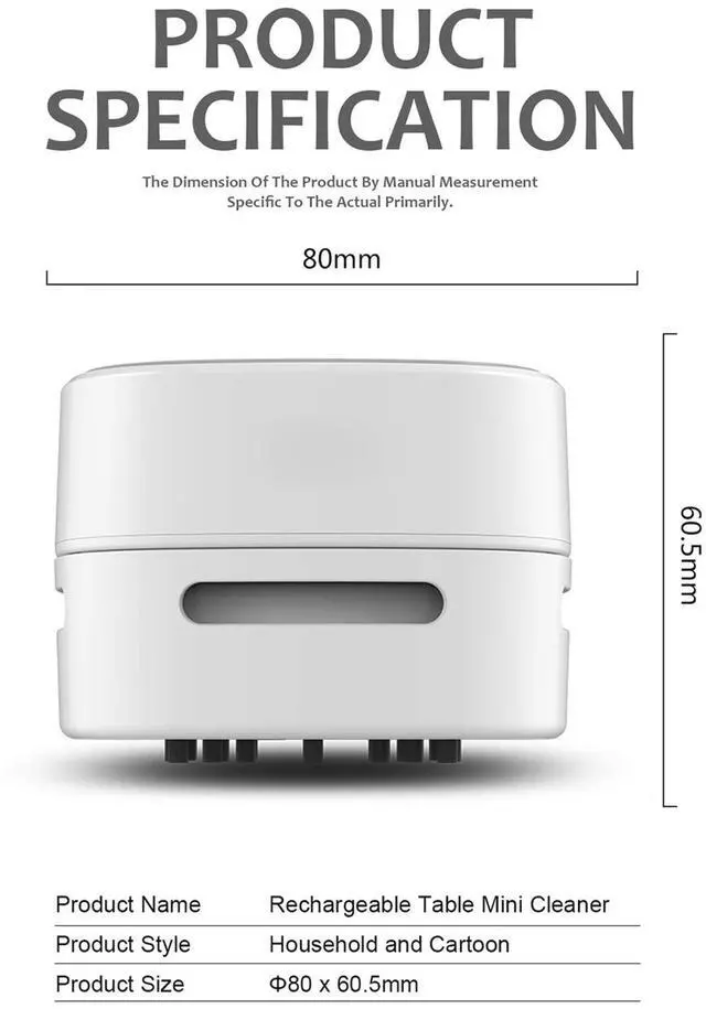 Alt view image 2 of 6 - Desktop Vacuum Cleaner, Mini Table dust Sweeper Energy Saving,High Endurance up to 400 mins,360º Rotatable Design for Keyboard/Home/School/Office (White Charging)