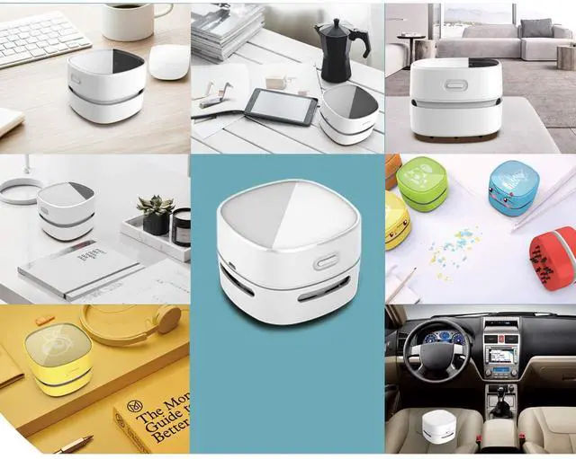 Alt view image 3 of 6 - Desktop Vacuum Cleaner, Mini Table dust Sweeper Energy Saving,High Endurance up to 400 mins,360º Rotatable Design for Keyboard/Home/School/Office (White Charging)