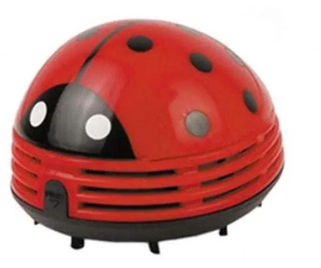 Alt view image 3 of 4 - Mini Portable Handheld Cordless Tabletop Crumb Sweeper Desktop Dust Vacuum Cleaner Ladybug Dust Sweeper(Red)