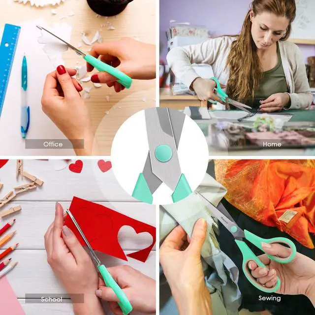 Alt view image 6 of 7 - Scissors, 8" All Purpose Scissors Bulk 3-Pack, Ultra Sharp 2.5mm Thick Blade Shears Comfort-Grip for Office Desk Accessories Sewing Fabric Home Craft Teacher School Supplies, Right/Left Handed