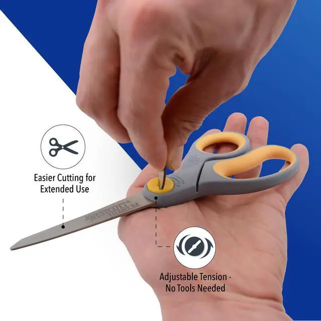 Alt view image 3 of 7 - 8 Titanium Bonded Scissors with Adjustable Glide and Soft Handle, 2-Pack- Durable Multipurpose Scissors for Office, Home, and School Use, Sharp Precision Blades for Everyday Cutting