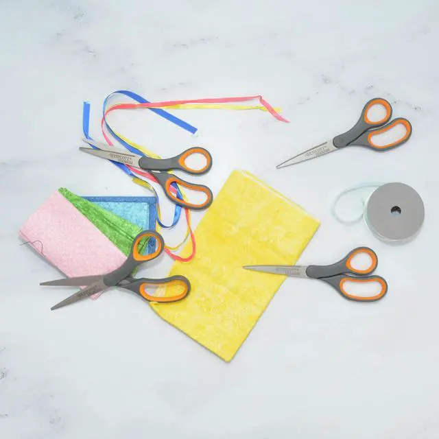 Alt view image 7 of 7 - 8-Inch Titanium Bonded Straight Scissors, Soft Handle, Gray/Yellow, 4-Pack