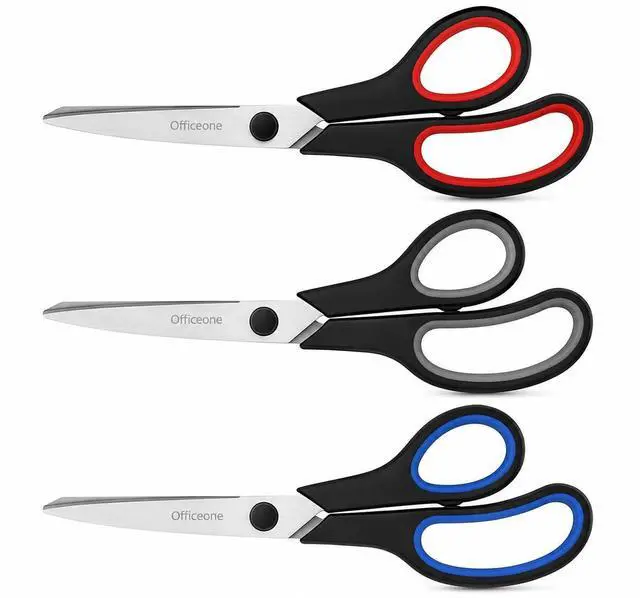 Main image of 3-Pack Heavy Duty Scissors 8" Ultra Sharp Multipurpose Scissors with Comfort Grip Handles for Office, School, Home, Crafts & Sewing (3)