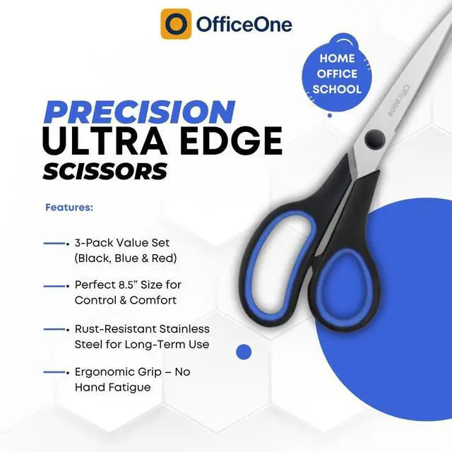 Alt view image 5 of 7 - 3-Pack Heavy Duty Scissors 8" Ultra Sharp Multipurpose Scissors with Comfort Grip Handles for Office, School, Home, Crafts & Sewing (3)