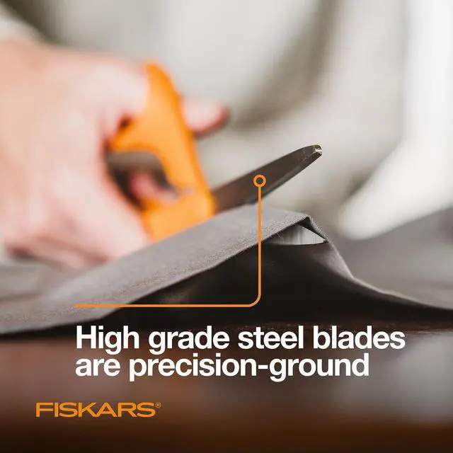 Alt view image 3 of 7 - 8" Original Orange-Handled Stainless Steel Scissors, Ergonomic and Keeps Material Flat, Sharp All-Purpose Paper and Fabric Scissors for Office, Arts, and Crafts