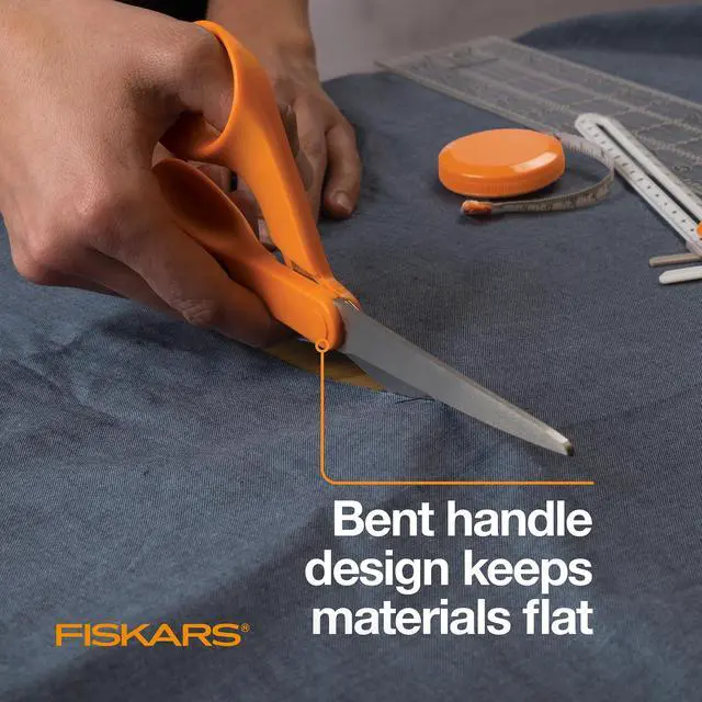Alt view image 4 of 7 - 8" Original Orange-Handled Stainless Steel Scissors, Ergonomic and Keeps Material Flat, Sharp All-Purpose Paper and Fabric Scissors for Office, Arts, and Crafts