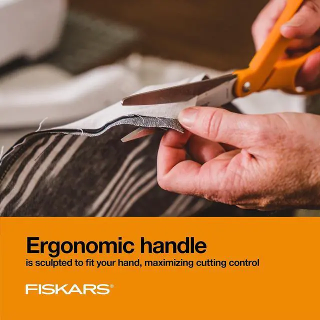 Alt view image 5 of 7 - 8" Original Orange-Handled Stainless Steel Scissors, Ergonomic and Keeps Material Flat, Sharp All-Purpose Paper and Fabric Scissors for Office, Arts, and Crafts