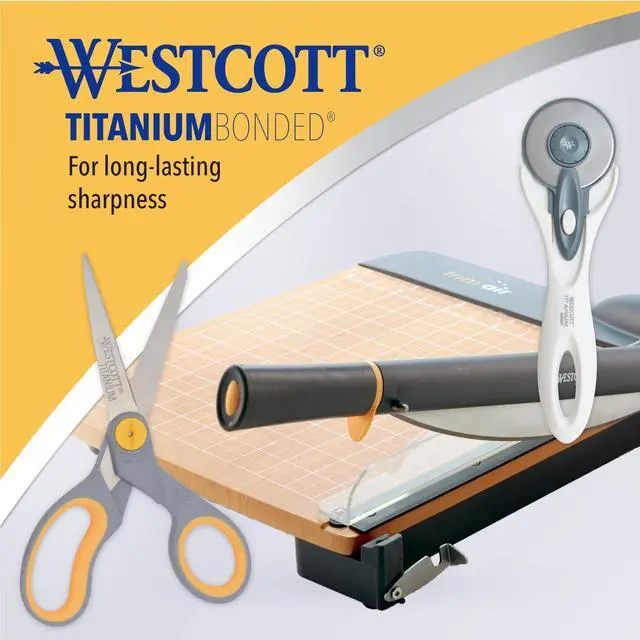 Alt view image 5 of 7 - 8-Inch Titanium-Bonded Scissors with Adjustable Glide Feature for Office and Home - Gray/Yellow