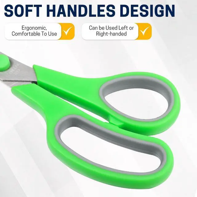 Alt view image 4 of 6 - 8" 12 Pack All Purpose Heavy Duty Scissors- Comfort-Grip Sharp Scissors for Office School Sewing Fabric Craft High/Middle School Student Teacher Scissor, Right/Left Hand