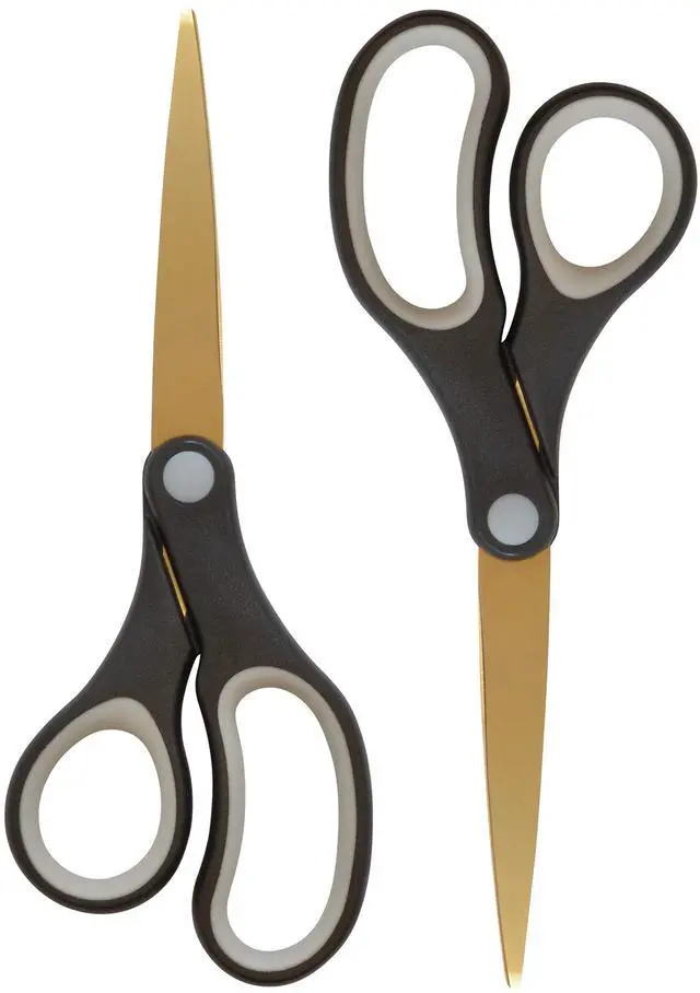 Main image of 55847 8-Inch Titanium-Bonded Scissors For Office and Home, Black/Gold, 2 Pack