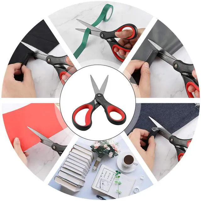Alt view image 6 of 6 - 2 Pack 8" Titanium Non-Stick Scissors, Professional Stainless Steel Comfort Grip, All-Purpose, Straight Office Craft Scissors for DIY(Red/Black)