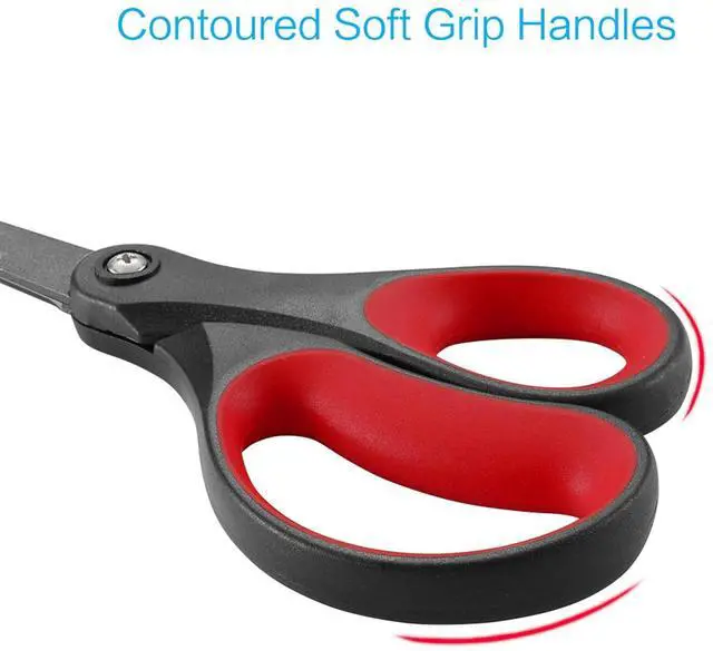 Alt view image 3 of 6 - 2 Pack 8" Titanium Non-Stick Scissors, Professional Stainless Steel Comfort Grip, All-Purpose, Straight Office Craft Scissors for DIY(Red/Black)