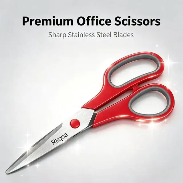 Alt view image 6 of 7 - Black 6 Scissors Pack, Rkqoa 8" All Purpose Scissor - High Performance and Designed for Everyday use, Stainless Steel Shears Set with Comfort-Grip, Right/Left Handed