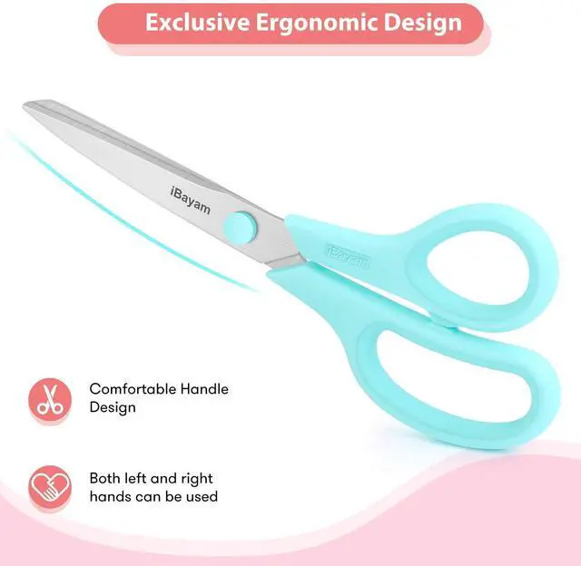 Alt view image 3 of 7 - Scissors, 8" All Purpose Scissors Bulk 3-Pack, Ultra Sharp 2.5mm Thick Blade Shears Comfort-Grip for Aesthetic Fun Cute School Office Teacher Desk Crafts and Art Supplies Accessories Essential