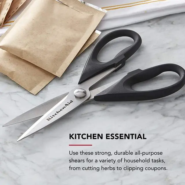 Alt view image 2 of 7 - All Purpose Kitchen Shears with Protective Sheath Durable Stainless Steel Scissors, Dishwasher Safe, Soft Grip Comfort Handle, 8.72 Inch, Black