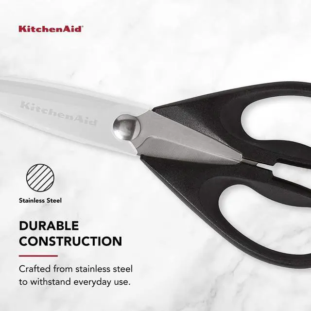 Alt view image 3 of 7 - All Purpose Kitchen Shears with Protective Sheath Durable Stainless Steel Scissors, Dishwasher Safe, Soft Grip Comfort Handle, 8.72 Inch, Black