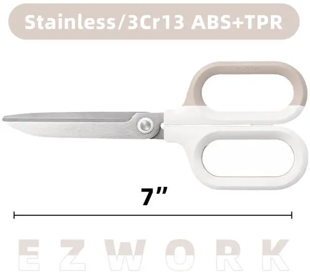 Alt view image 5 of 7 - Multipurpose Scissors, Comfort-Grip Handles Sharp Scissors for Office Home School Craft Sewing Fabric Supplies (7", White-1)