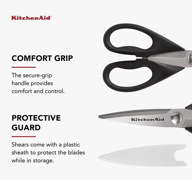 Alt view image 6 of 7 - All Purpose Kitchen Shears with Protective Sheath Durable Stainless Steel Scissors, Dishwasher Safe, Soft Grip Comfort Handle, 8.72 Inch, Black