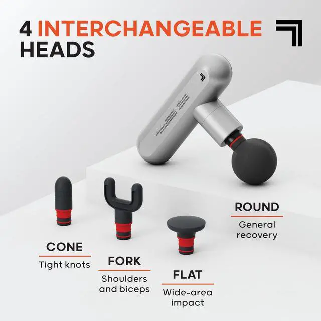 Alt view image 4 of 7 - Powerboost Move - Mini Percussion Massage Gun| 4 Attachments, 4 Speeds, FSA Eligible| Full Body Back & Shoulder Massager| Deep Tissue Muscle Recovery| Portable Pain Relief Massage Tool