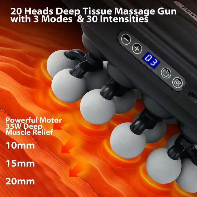 Alt view image 2 of 6 - 20 Head Massage Gun, Deep Tissue Massager Gun with 3 Modes & 30 Levels, Muscle Massager for Pain Relief, Back Massager, Handheld Massager for Back, Neck, Shoulder