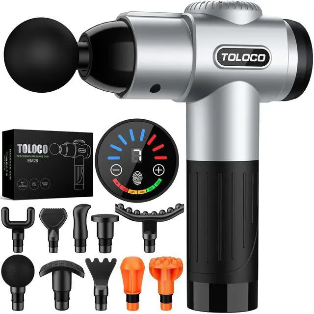 Main image of Massage Gun, Muscle Massage Gun Deep Tissue for Athletes with 10 Massage Heads, Electric Percussion Massager for Any Pain Relief, Fathers Day Dad Gifts, Silver