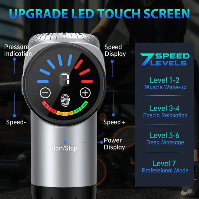 Alt view image 2 of 7 - Massage Gun, Muscle Massage Gun Deep Tissue for Athletes with 10 Massage Heads, Electric Percussion Massager for Any Pain Relief, Fathers Day Dad Gifts, Silver