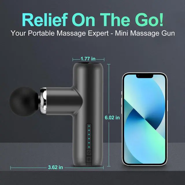 Alt view image 2 of 7 - Mini Massage Gun Pocket-Sized Massage Gun Deep Tissue Quiet, Portable Percussion Muscle Travel Massager Gun, Back/Neck Massager for Pain Relief Deep Tissue (Gray)