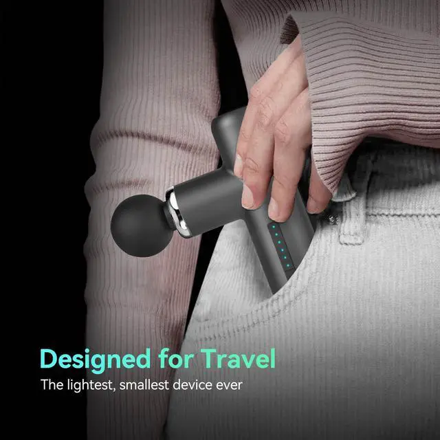 Alt view image 7 of 7 - Mini Massage Gun Pocket-Sized Massage Gun Deep Tissue Quiet, Portable Percussion Muscle Travel Massager Gun, Back/Neck Massager for Pain Relief Deep Tissue (Gray)