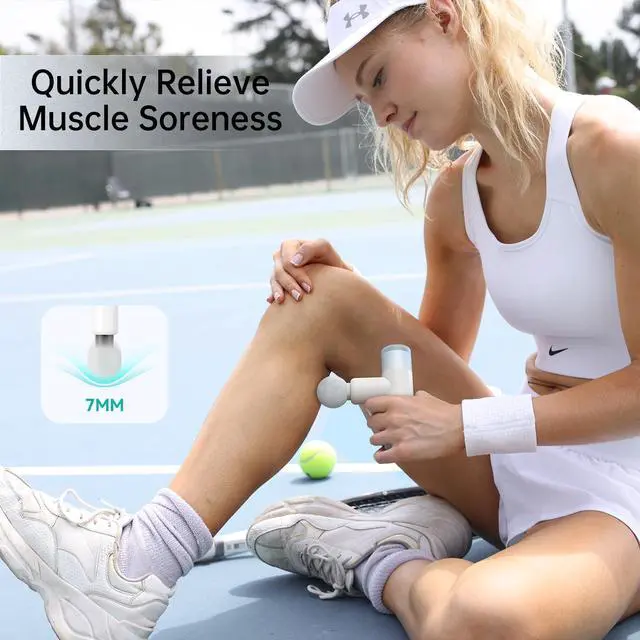 Alt view image 3 of 7 - M3 Mini Massage Gun for Back Pain Relief, with Facial Mode, 7mm Amplitude, 4 Vibration Levels Ultralight Portable and Rechargeable Fascia Gun Active Recovery Women Presents