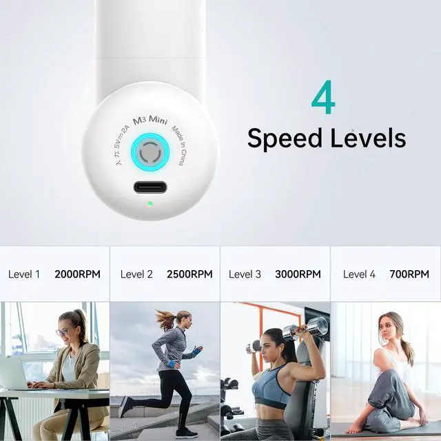 Alt view image 5 of 7 - M3 Mini Massage Gun for Back Pain Relief, with Facial Mode, 7mm Amplitude, 4 Vibration Levels Ultralight Portable and Rechargeable Fascia Gun Active Recovery Women Presents