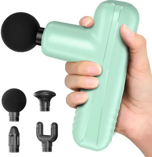 Main image of Mini Massage Gun, Powerful Handheld Muscle Massager for Muscle Relaxation, Deep Tissue Percussion Small Massage Gun Travel Massager with 4 Massage Heads Silent Brushless Motor, Green