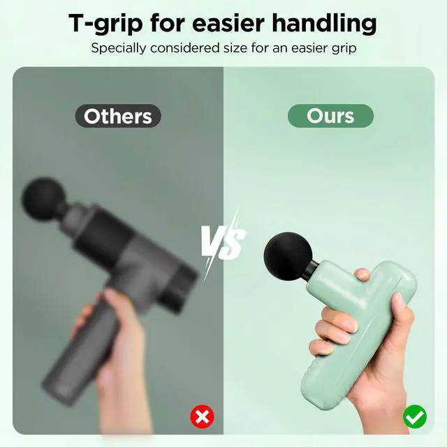 Alt view image 6 of 7 - Mini Massage Gun, Powerful Handheld Muscle Massager for Muscle Relaxation, Deep Tissue Percussion Small Massage Gun Travel Massager with 4 Massage Heads Silent Brushless Motor, Green