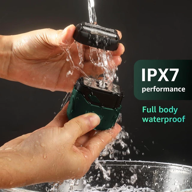 Alt view image 6 of 7 - Electric Foil Shavers for Men: IPX7 Waterproof - Emerald Green | Mini Razor for Travel- Face Shaver with LED Display & USB-C Fast Charge - Micro-Comb Technology & Precision Blades