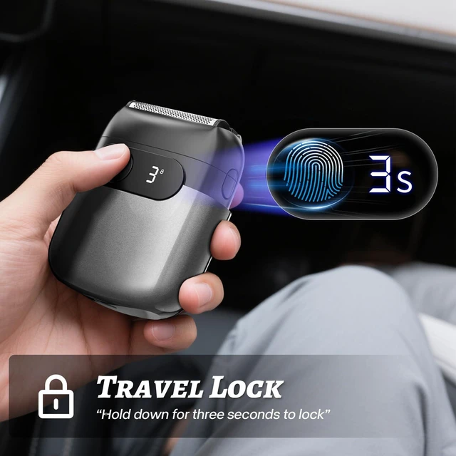 Alt view image 6 of 7 - Electric Foil Shaver for Men,Compact 3D Floating Shaving Heads, Electric Razor for Men,IPX8 Waterproof, USB-C Fast Energy, 90-Min Runtime,LED Info Display, Wet/Dry Adaptability, Travel Lock,Ash Gray