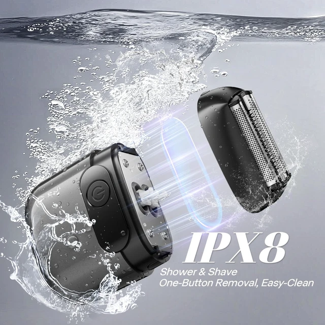 Alt view image 2 of 7 - Electric Foil Shaver for Men,Compact 3D Floating Shaving Heads, Electric Razor for Men,IPX8 Waterproof, USB-C Fast Energy, 90-Min Runtime,LED Info Display, Wet/Dry Adaptability, Travel Lock,Ash Gray