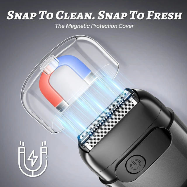 Alt view image 7 of 7 - Electric Foil Shaver for Men,Compact 3D Floating Shaving Heads, Electric Razor for Men,IPX8 Waterproof, USB-C Fast Energy, 90-Min Runtime,LED Info Display, Wet/Dry Adaptability, Travel Lock,Ash Gray