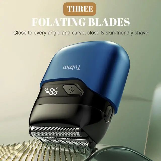 Alt view image 6 of 7 - Electric Foil Shaver for Men: Cordless Electric Razor for Face & Beard - , 100-Min Runtime, USB-C Fast Charge, IPX7 for Travel,Matte Blue
