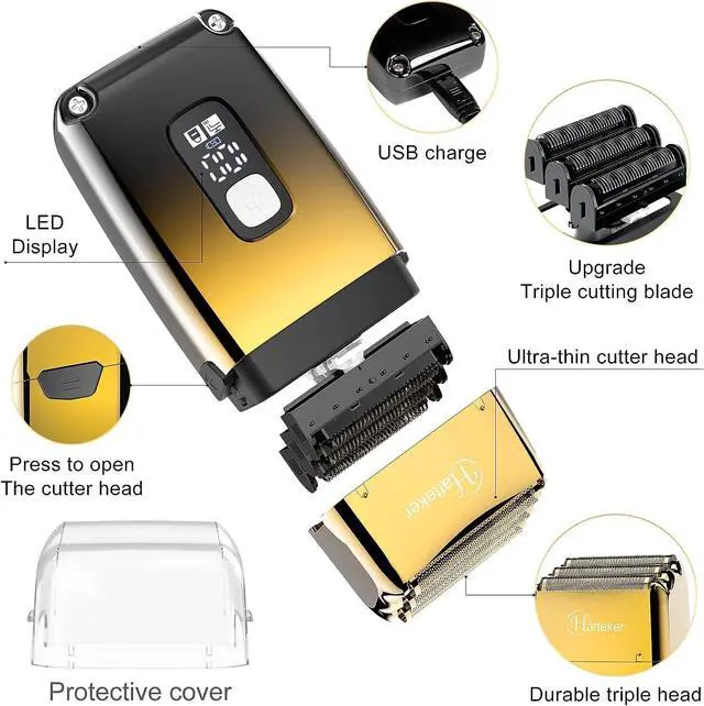 Alt view image 3 of 7 - Foil Shaver Bald Head Shaver Electric Shaver Razor for Men Precision Trimmer Beard Clipper Triple Blades Waterproof Cordless