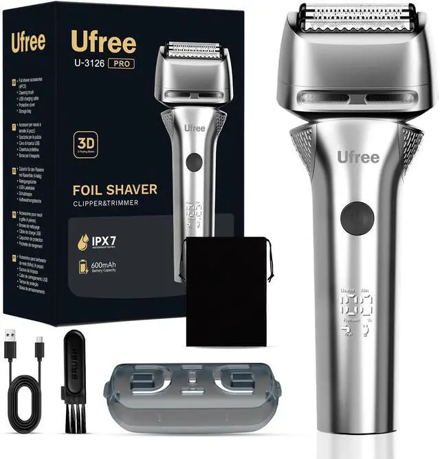 Main image of Foil Shaver with Pop-Up Trimmer, 8,500 RPM Electric Razor for Men, Wet & Dry Electric Shaver with 2 Speed Modes, LED Display, Rechargeable Cordless, IPX7 Waterproof, Silver