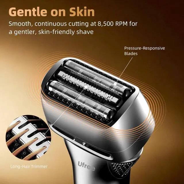 Alt view image 3 of 7 - Foil Shaver with Pop-Up Trimmer, 8,500 RPM Electric Razor for Men, Wet & Dry Electric Shaver with 2 Speed Modes, LED Display, Rechargeable Cordless, IPX7 Waterproof, Silver