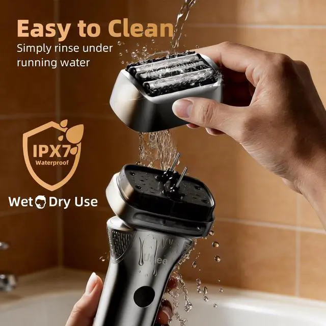Alt view image 5 of 7 - Foil Shaver with Pop-Up Trimmer, 8,500 RPM Electric Razor for Men, Wet & Dry Electric Shaver with 2 Speed Modes, LED Display, Rechargeable Cordless, IPX7 Waterproof, Silver