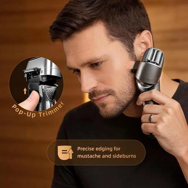 Alt view image 4 of 7 - Foil Shaver with Pop-Up Trimmer, 8,500 RPM Electric Razor for Men, Wet & Dry Electric Shaver with 2 Speed Modes, LED Display, Rechargeable Cordless, IPX7 Waterproof, Silver